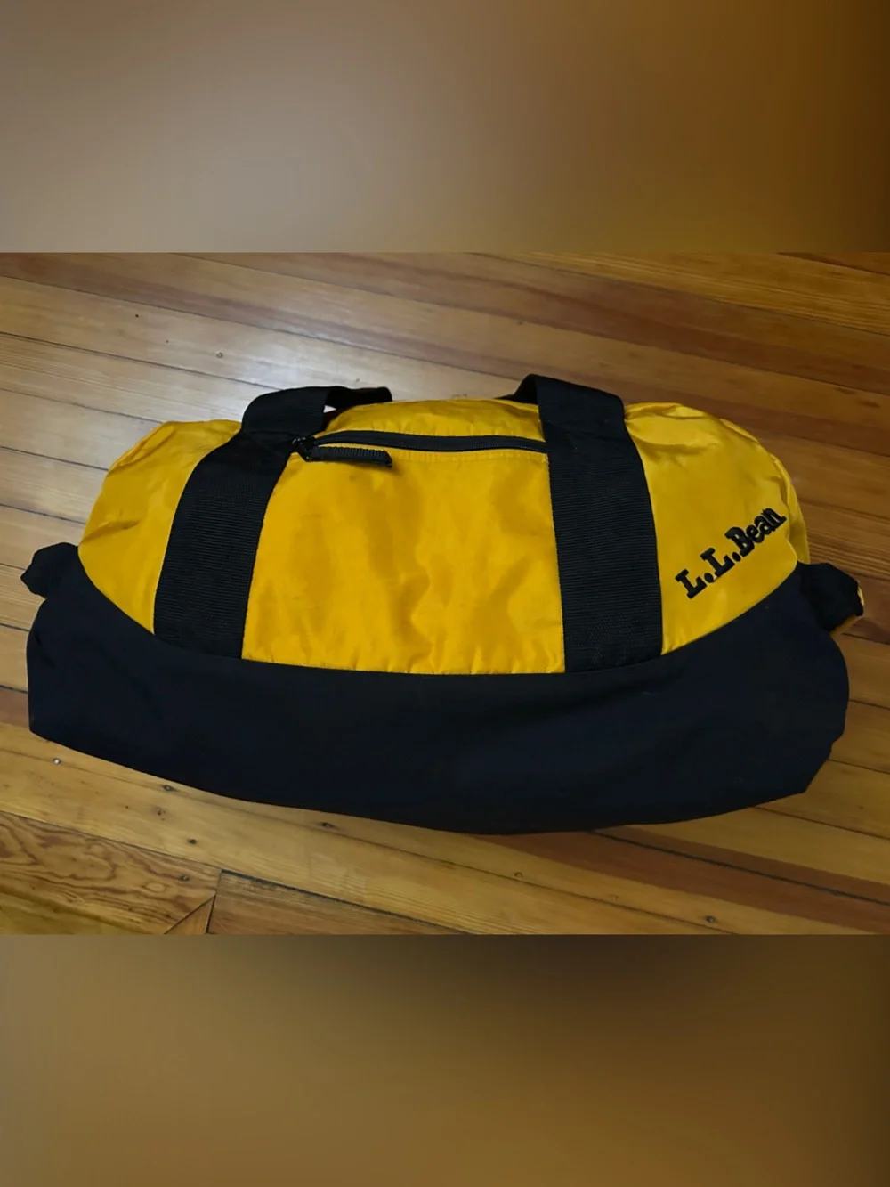 L.L. Bean Yellow and Black Nylon Duffel with Shoulder Strap - XL
